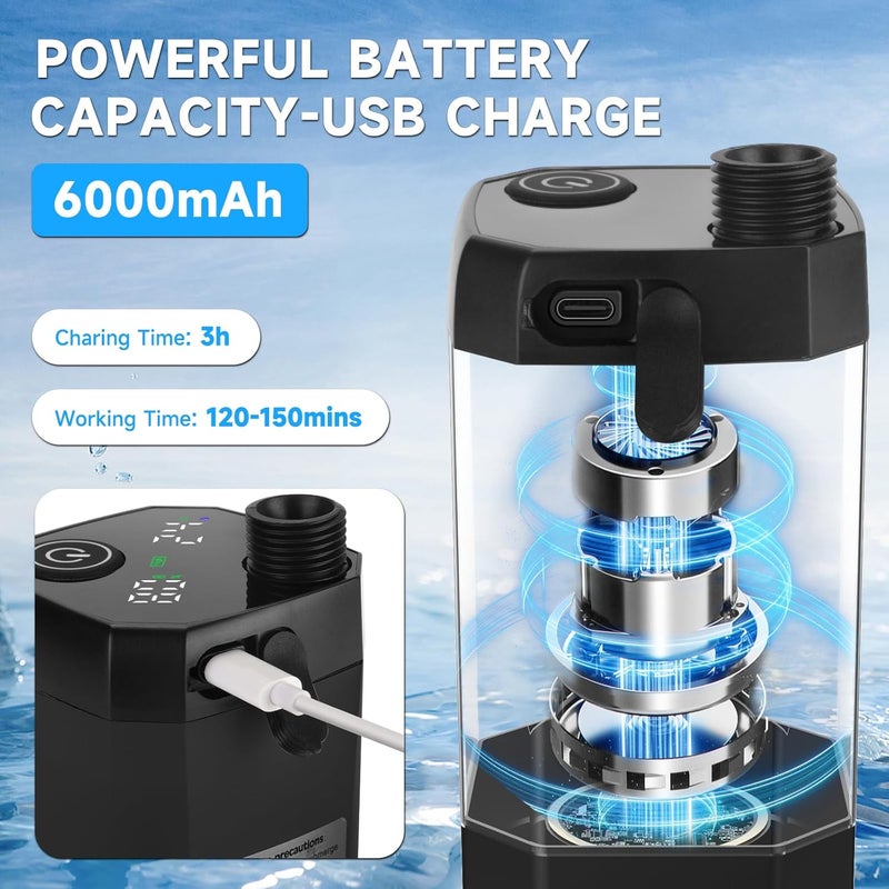 vignuto Portable Shower for Camping, Rechargeable Camping Shower Pump with LED Display of Battery Level and Temperature - Image 2